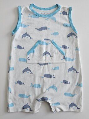 Kissy Love Pima Cotton Whale & Dolphin Romper – 12-18M